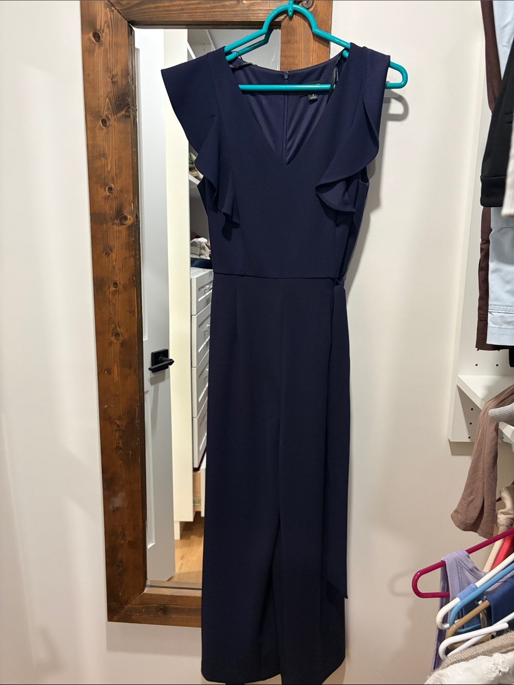 Tahari ASL Ruffle-Shoulder Jumpsuit